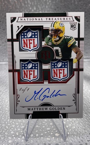 Matthew Golden 2025 National Treasures RPA 1/1 Rookie Patch Auto Triple Shield