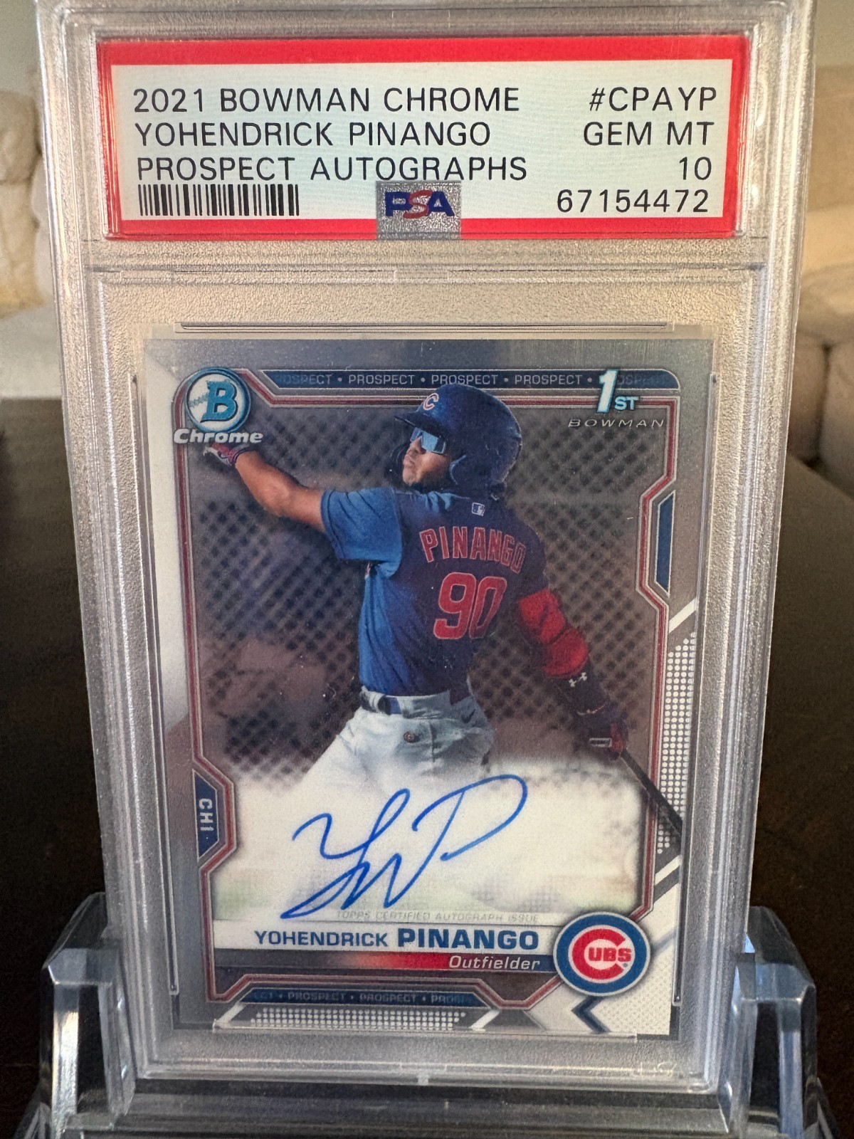 2021 Bowman Chrome Yohendrick Pinango 1st Prospect Auto #CPA-YP PSA 10 (72)