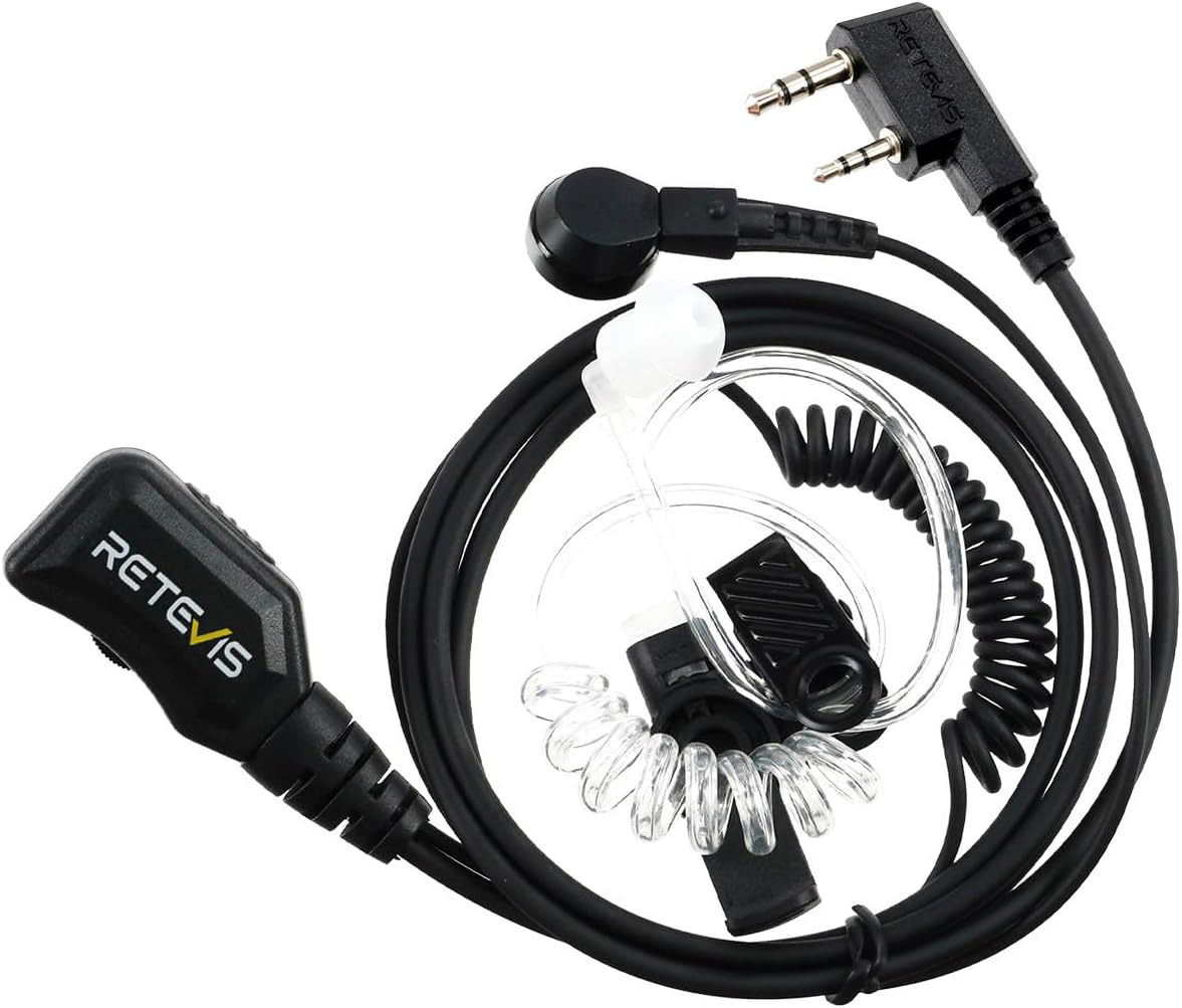 Retevis Walkie Talkie Earpiece, 2 Pin Security Headset, Surveillance Earpiece Co