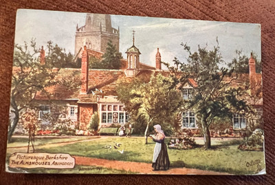 Antike Postkarte Abingdon Almshouses Oxon Berkshire Künstlerkarte verschickt 1906