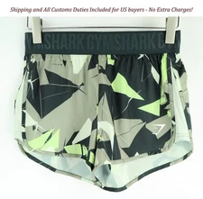 Gym Shark Women's Unspecified Shorts S GREEN Pattern Stretch Sportswear Logo