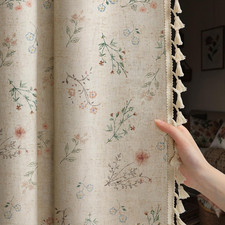 Boho Floral 100 Blackout Curtains for Bedroom 84 Inch Length 2 Panels Set, Line