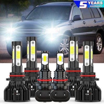 For Toyota Highlander 2004-2007 6x 9005 9006 LED Headlight Bulbs 9145 Fog Lights