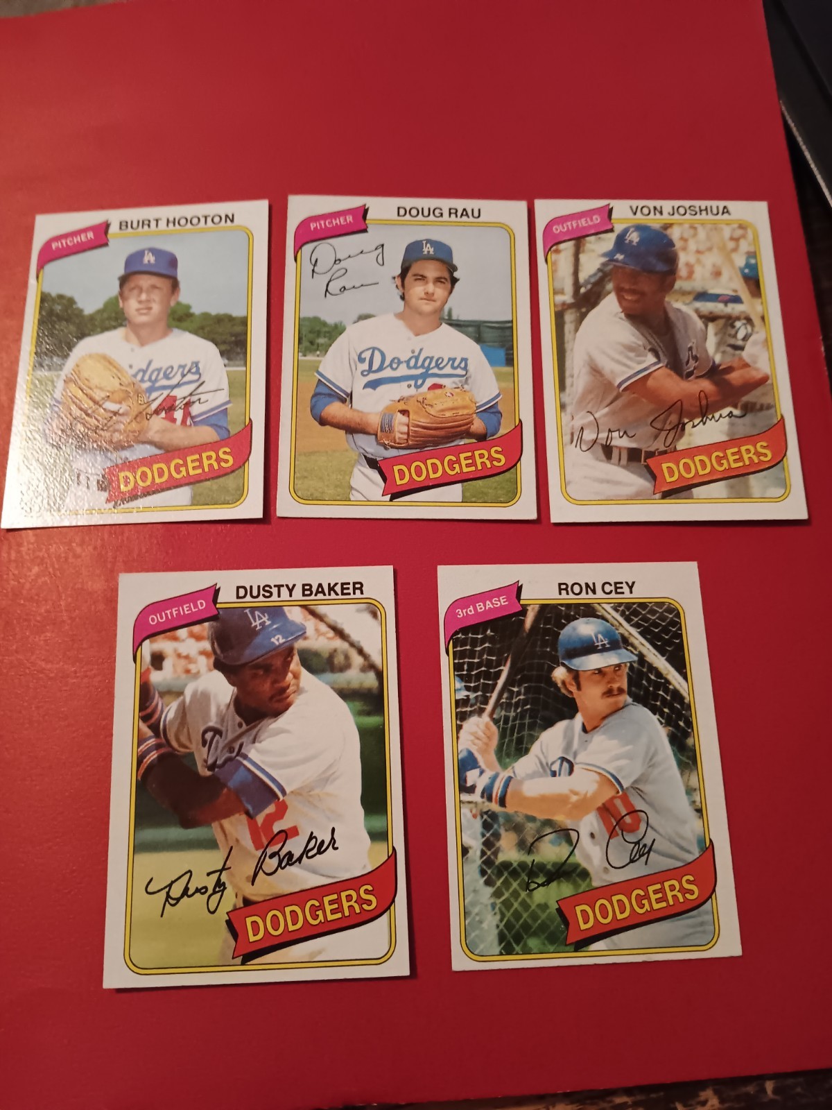 Lot 1980 Topps LOS ANGELES DODGERS Baseball Cards Dusty Baker Ron Cey B Hooton