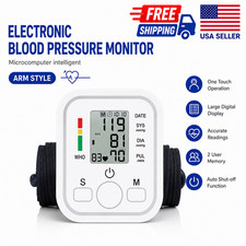 Electronic Digital Blood Pressure Monitor Upper Arm BP Machine Heart Rate LCD...