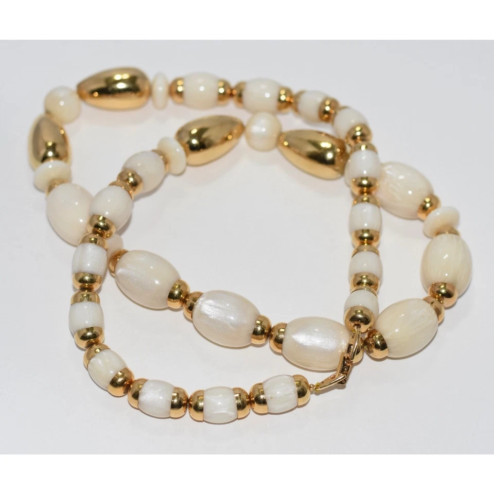 Collar NAPIER Oro y Perla Marfil Baquelita Cuentas Distintivo Foto 3 de 4