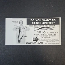 1967 Cisco Kid Diver Fishing Lure Tackle Vintage Print Ad Boca Raton FL Lunkers