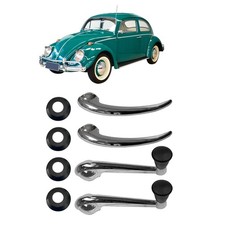 8pcs Set Window Crank Door Handle Black Knob Buffer Vw T1 Bug Beetle Ghia Bus T2