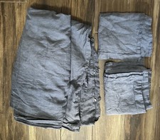 Levtex Home Washed 100 Linen Duvet Cover King Size Charcoal Gray  Two Shams