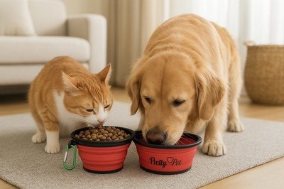 Collapsible Dog & Cat Bowl M 650ml Portable Travel Food Water Dish with Buckle