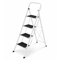 NEW! Foldable 4 Step Ladder Stepladder Non Slip Tread Safety Steel Step