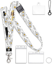 Lanyards for ID Badges and Keys, Cute Teacher Lanyard with Insert Pen Bag and Gl