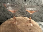 Vintage Pink Depression Glass Tall Sherbet Goblet Lot 2 Paneled