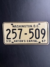 Plaque d'immatriculation Washington DC 1967 257-509 district de Columbia