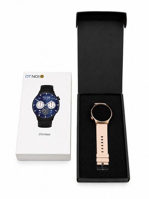 DT NO.1 DT4 Mate DT4 44mm Touch Screen Smartwatch Pink Silicone Band Gold