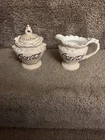 Vintage Coca Cola Sugar & Creamer Set  1998 Victorian Style Beige W/Gold Trim