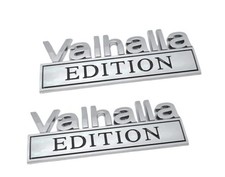 2pcs Valhalla Edition Metal Car Truck Bumper Emblem 3D Badge Silver Black