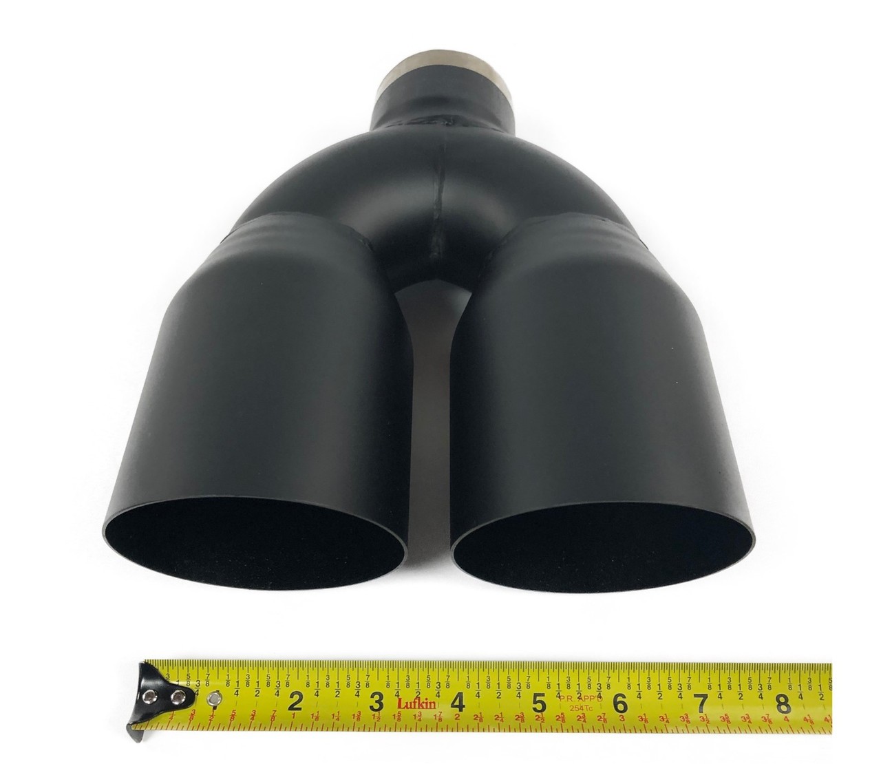 Exhaust Tip 2.50 In Inlet Dual 3.50 Dia Outlets 10.00 In Long Slant Black HT Sta