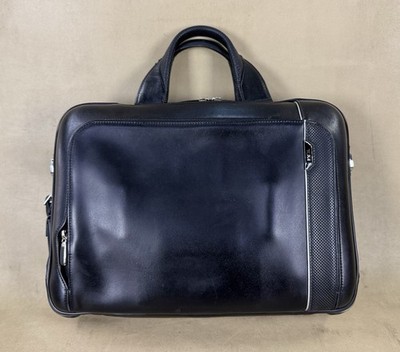 Preowned Tumi ARRIVE SADLER 16  Brief Laptop Briefcase -100% BLACK Leather $1295