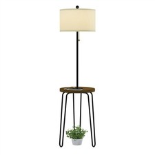 End Table Floor Lamp Metal Hairpin Legs Light USB Charging Port Bed Side Decor