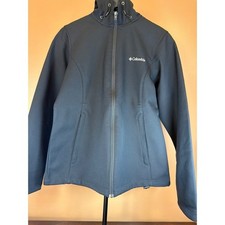 Columbia Womens Black Softshell Full Zip Hooded Jacket Fleece Lined Size Medium