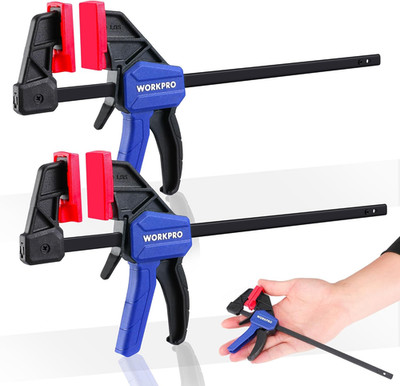 WORKPRO 6'' Mini Bar Clamps for Woodworking, One-Handed Clamp/Spreader, Light-Dut