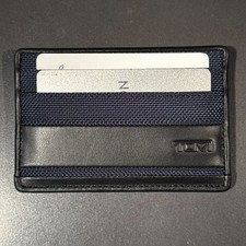 TUMI Slim Card Case Wallet With Logo in Ballistic Nylon  Navy Blue