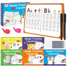 Large Magic Grooved Writing Practice Books for Kids, Reusable Grooved Handwri...