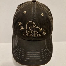 Ducks Unlimited Waxed Leather Hat Cap Men's Brown Hunting Outdoors