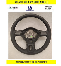 Volante VW Polo 6R / Golf 6 Rivestito Similpelle Nera Rigenerato Senza Airbag