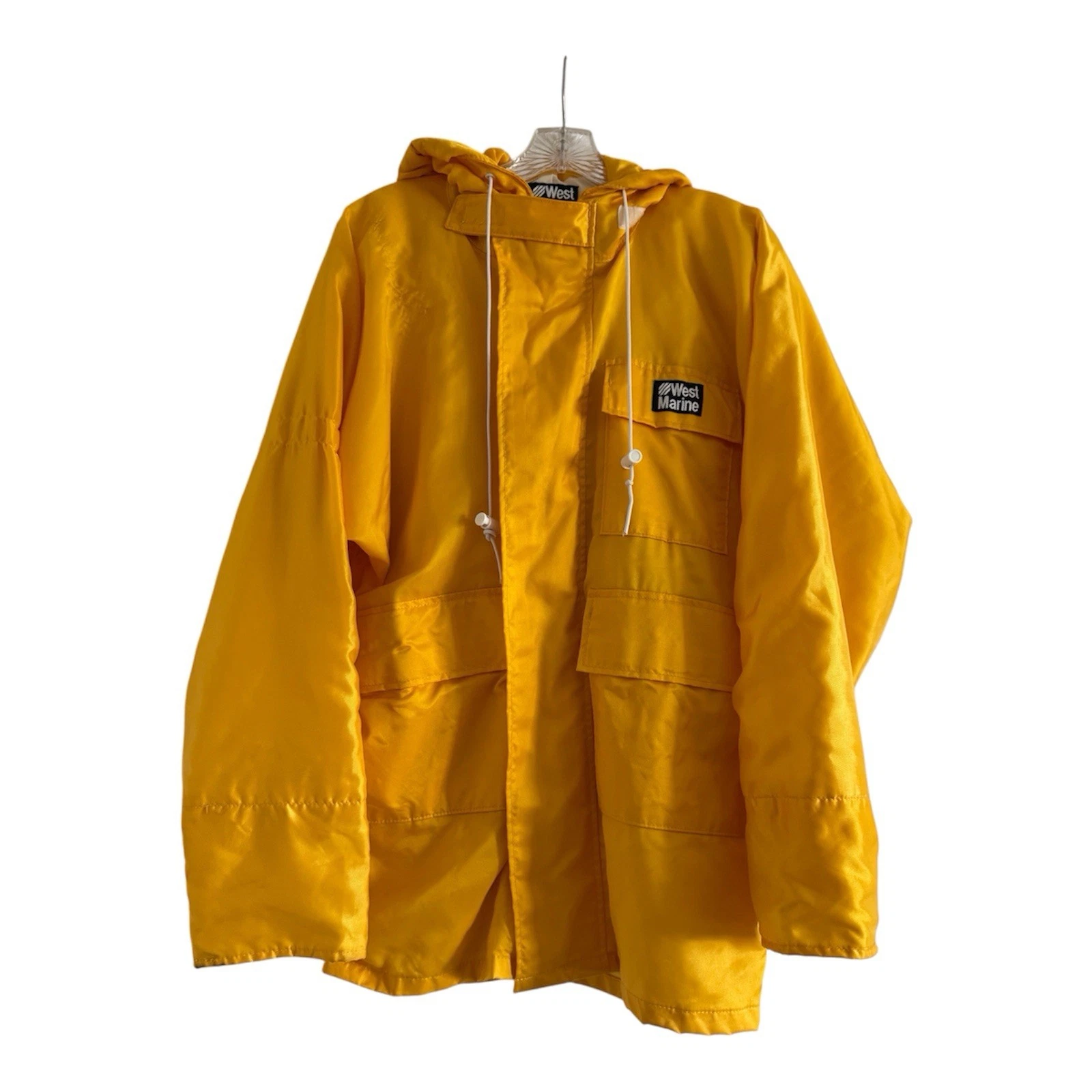 WEST MARINE Men’s Boating Fishing Yellow Hooded Waterproof Jacket (MEDIUM)