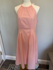 Banana Republic Pink Halter Midi Dress Size 14 NWT Pockets Cotton Blend