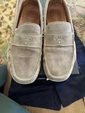 Prada Gray Suede Loafers Men  s