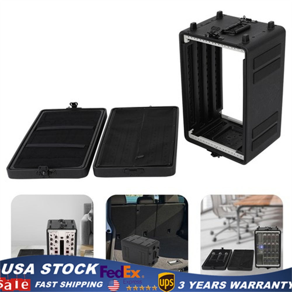 6U Rack Case 10 in Depth Rackmount Flight Case w/ Microphone Storage Compartment