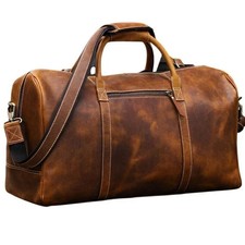 Handmade Buffalo Leather Duffel Bag Vintage Travel Weekender Bag