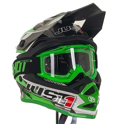 Just1 J32 Moto X Green Gloss YS Kids Kinder MX/Enduro ACU Helm Ausstellungsstück