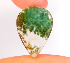 09 Cts Natural Green Moss Agate Pear Cabochon Loose Gemstone 24x16x3 mm CG 0197