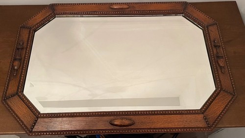 Spiegel alt/antik 83x57 cm Echtholz dunkelbraun achteckig - Bild 2 von 7