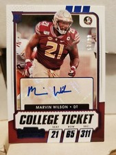 Marvin Wilson 2021 Panini Contenders Draft Blue College Ticket Auto /99 Rookie