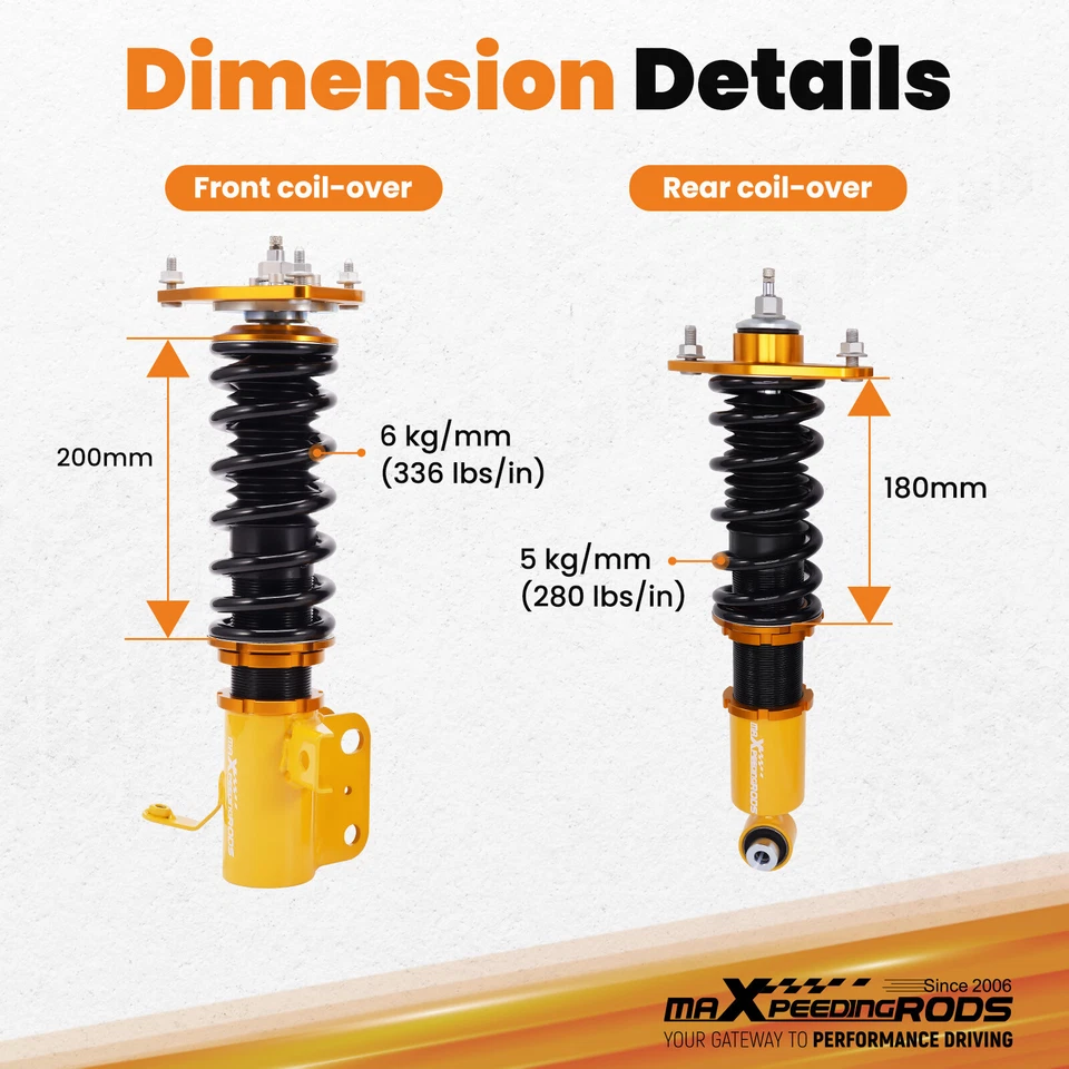 MaXpeedingrods Coilovers 24-Step Damper Kit for Subaru BRZ for Scion FR-S 12-20 - Image 3 of 4