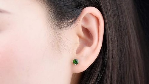 Colección de aretes de plata de ley 925 con cristal esmeralda hechos con Swarovski - Imagen 3 de 15