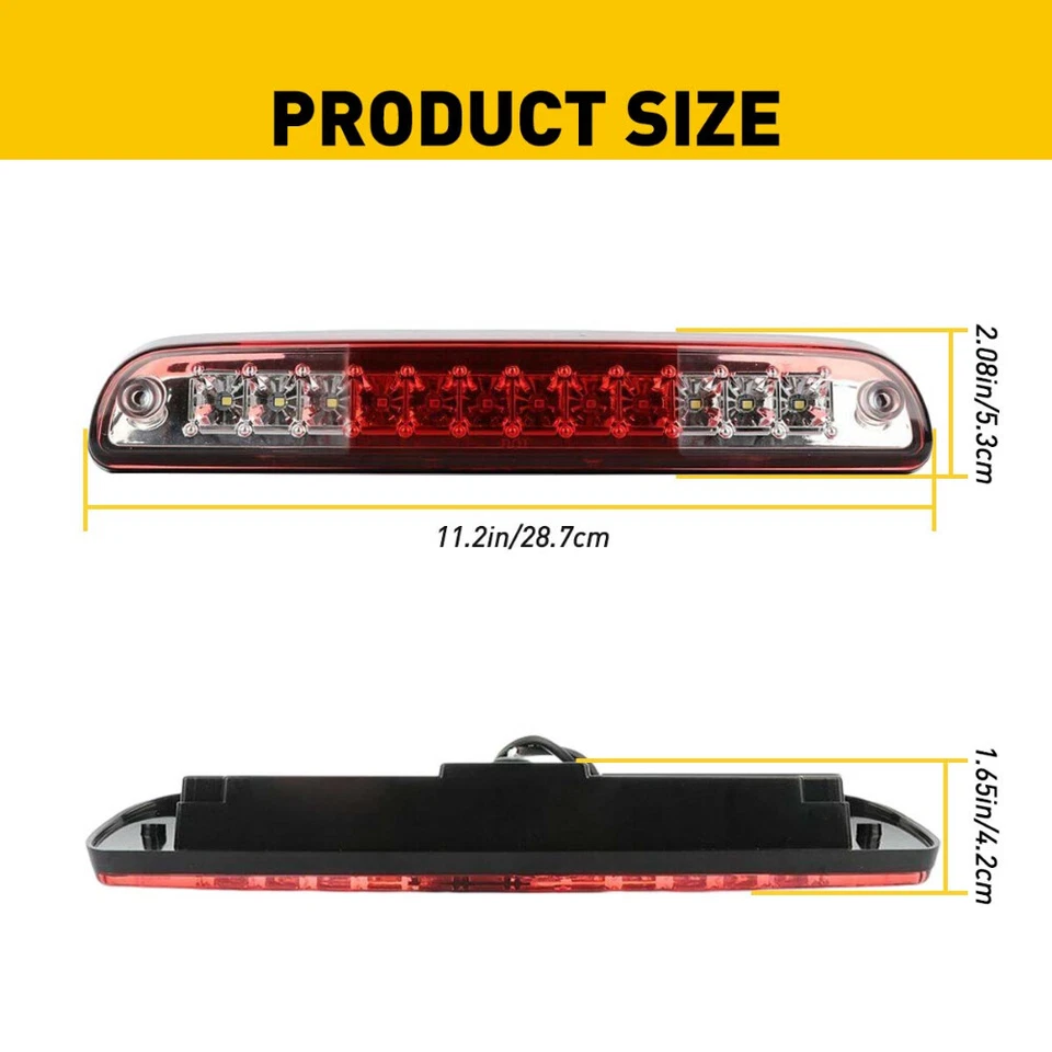 Tercera luz de freno LED negra transparente 99-16 para Ford F250 F350 Super Duty Carg Foto 3 de 4