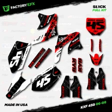 White & Red Slick Racing Graphics Kit fits 06-08 Kawasaki Kxf450 KX450F  Decal