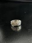 Silver Ring Rustic Band Ancient Pattern Vintage Size 6 Texture Sterling Tribal