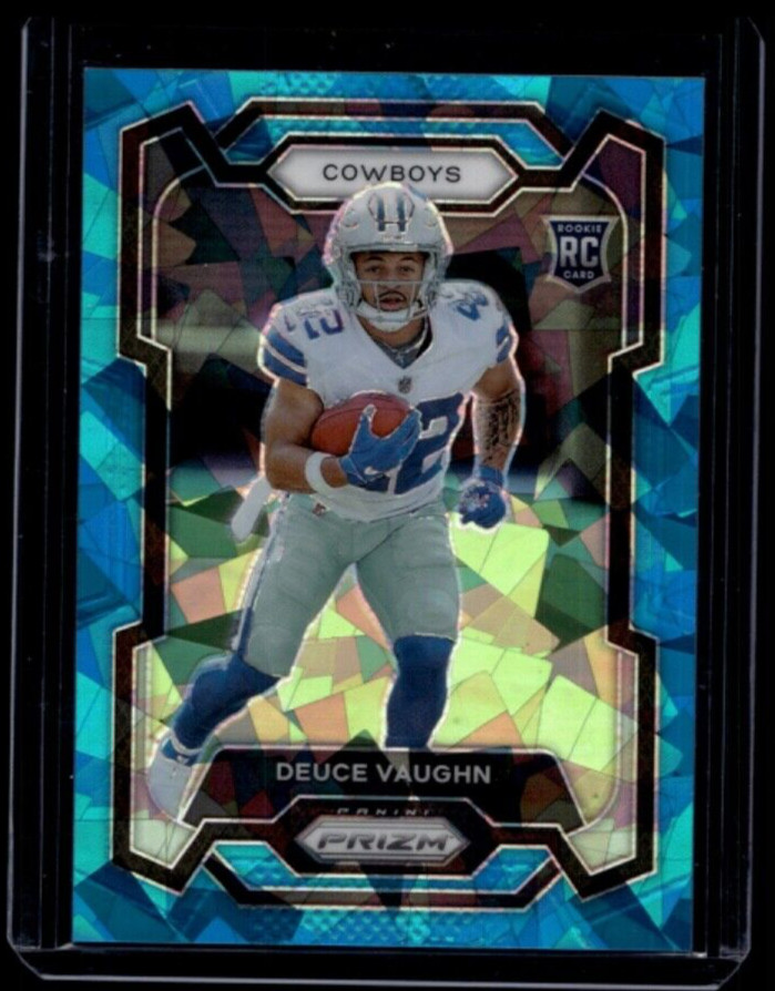 2023 Prizm Football Deuce Vaughn COWBOYS #324 Rookie RC Blue Ice /99