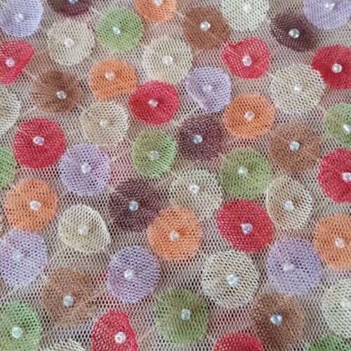 Etcetera VTG XS Top Sheer Flesh Mesh Multicolor Beaded Circles Long Slve Stretch - Picture 19 of 23