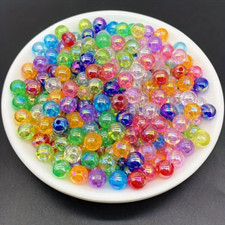 100pcs 8mm Multicolor Round Plastic Beads - New