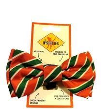 Worthy Dog Christmas Collar Bow Tie Red Green Stripes Pet Cat
