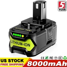 New 18V 8.0Ah For Ryobi One Plus P108 18 Volt Lithium-Ion High Capacity Battery