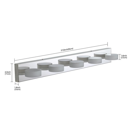 37'' Vanity 5 Light Rotating Round LED Chrome Bathroom Mirror Wall Lamp Fixture - Picture 2 of 10
